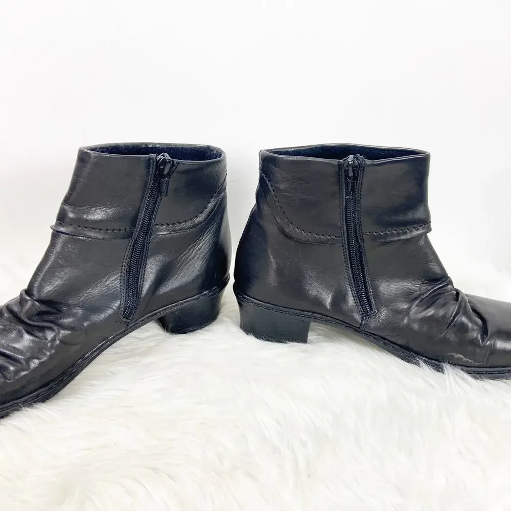 Rieker 41 EU 9 US Womens Black Leather Square Toe Ankle Booties - Picture 7 of 10
